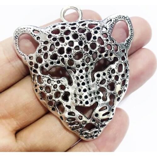 1pcs Charms Hollow Leopard Head Large 56x50mm Antique Making Pendant Fit Vintage Tibetan Silver Color Handmade Jewelry