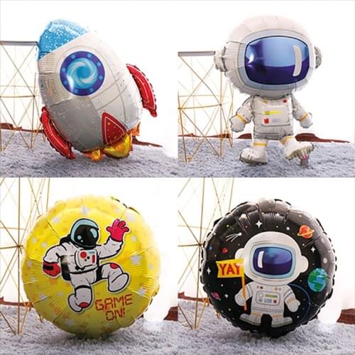 1Pc Outer Space Astronaut Balloon Rocket Foil Balloons Galaxy Theme Party Boy Girl Kids Birthday Decor Baby Shower Helium Globos