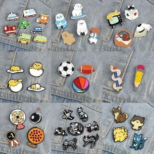 2-8Pcs/Set Cute Bear Cats Enamel Pins Cartoon Animal Car Ball Brooch Funny Custom Metal Pin Denim Backpack Lapel Badges Jewelry