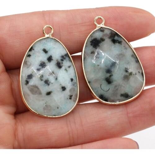 2Pcs Natural Stone Ten-zan Blue Faceted Drop Shape Pendant for Jewelry Making DIY Necklace Earrings Accessories Ms Gift 23x34mm