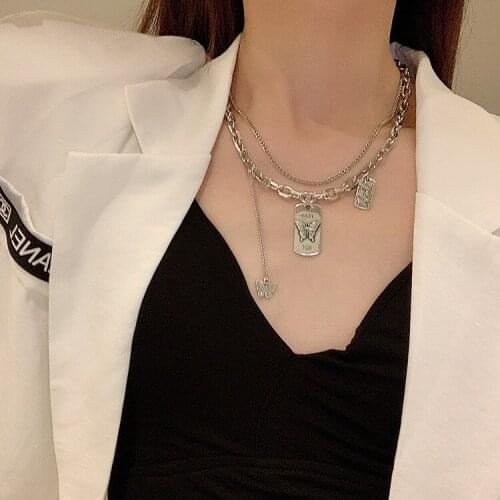 2021 Punk Multi-layer Choker Butterfly Pendant Chain Choker Necklace For Women Girj Friends Trendy Jewelry Gifts