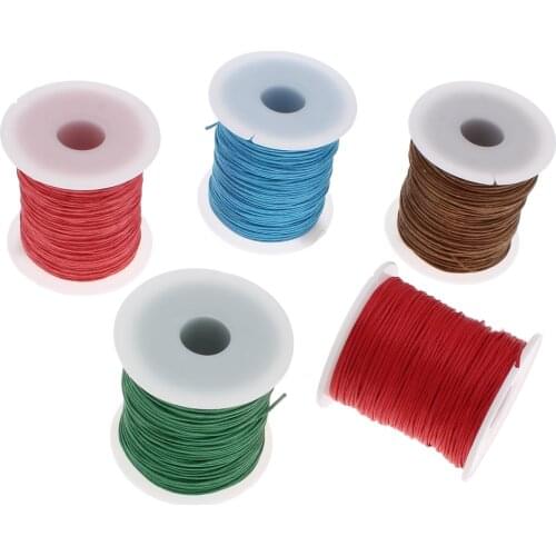 24 Color 100Yards Spool 1MM Waxed Cotton Cord Thread Cord Plastic String Strap DIY Rope Bead Necklace European Bracelet Making