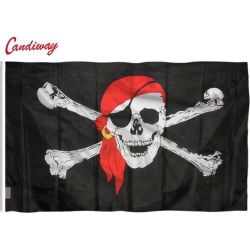 90 x 150cm Halloween Supplies Jolly Roger Skull Crossbones Pirate Flag Garden Banner Flag Party Decoration NN023