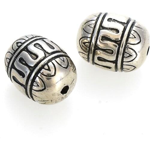 Miasol 15 Pcs 16*20MM Vintage Ethnic Plating Acrylic Stripe Oval Antique Design Spacers Charm Beads For Diy Jewelry Making