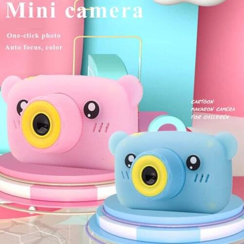 Mini kids digital camera Cute Cartoon Bear Shape 2 Inches IPS Screen Camera Toy Gift For Kids vlogging camera camcorder v