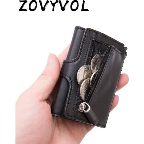 ZOVYVOL 2021 RFID Travel Wallet Coin Purse Top Quality Men Smart Wallet Fashion Button Money Bag Metal Aluminum Auto Pop-up