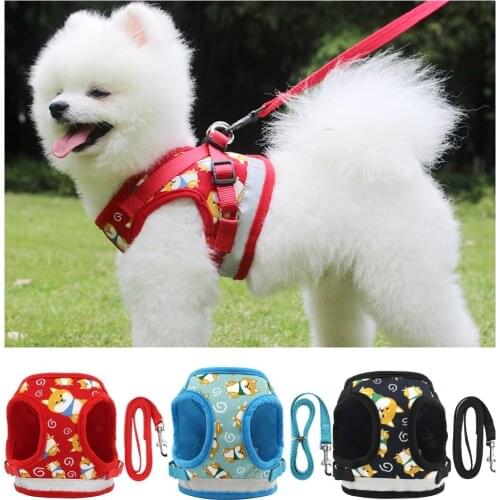 Breathable Harnesses for Dogs Summer Reflective Dog Vest Harness Breathable Pet Leash Set XS S M L XL
