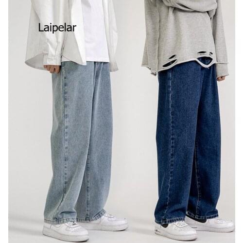Mens Jeans Fashion Loose Straight New Casual Wide Leg Pants Cowboy Mans Streetwear Korean Hip Hop Trousers 5 Colors
