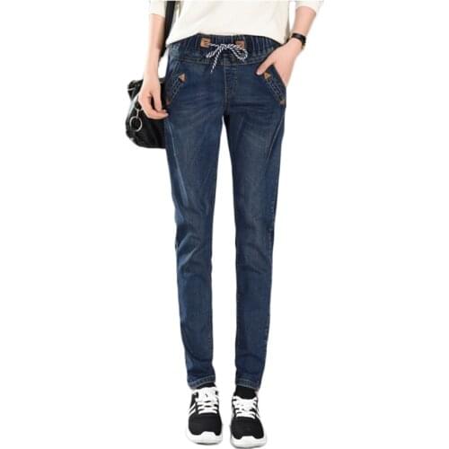 Spring Autumn Plus Size Women Jeans Harem pants Women Harem Pants Stretch Jeans Femme Long Pants High waist Denim Trousers 5XL