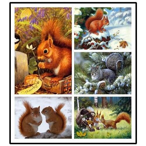 Hedgehog Squirrel 5D Diamond Painting Kits for Adults Animals Full Diamond Embroidery Fantasy Diamond Painting Accessories Decor