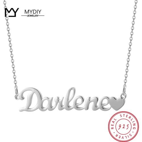 925 Sterling Silver Custom Name 2021 Trend Heart Necklace Retro Simple Geometric Pendant Necklaces Gift Minimalist Fine Jewelry