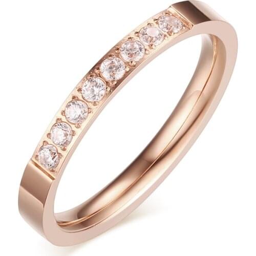Classic Girls rose gold color cubic zirconia ladies fashion jewelry wedding rings for women