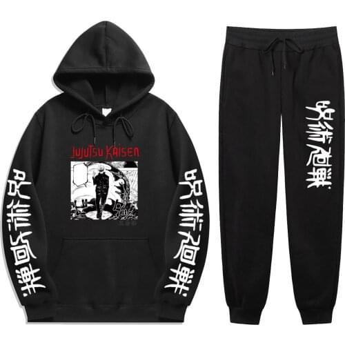 Anime Men Sets 2 Pieces Sets Jujutsu Kaisen Tracksuit Autumn Winter Cartoon Sweatshirt+Drawstring Pants Hoodies hoodie sets