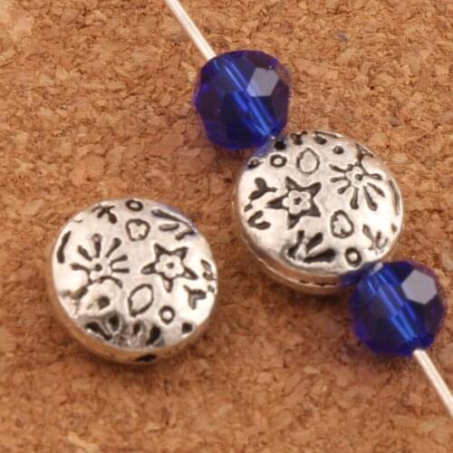 31PCS 10mm Star Flower Carved Pattern Round Flat Beads Metal Spacers Findings Jewelry Making Loose Beads L580