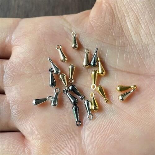 JunKang 100pcs 3*9mm 4 colors copper drop end beads DIY extension chain pendant jewelry making accessories