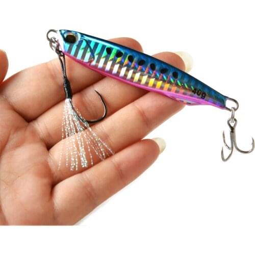 Micro Metal Jig 20g 40g Shore Casting Jigging Lure Fishing Spoon Assist Hooks Saltwater Fishing Lure Artificial Bait