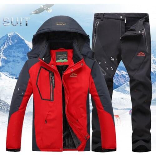 Mens Outdoor Waterproof Jacket Hiking Clothing Three-layer PU Coating Fabric Hooded Jacket Light Rainproof Suit