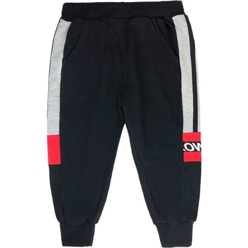 2021 New Arrival Kids Cotton Pants Trousers Boys Fashion Baby Boy Clothes Outwear Black Stripe Elastic Waist Sports Long Pants