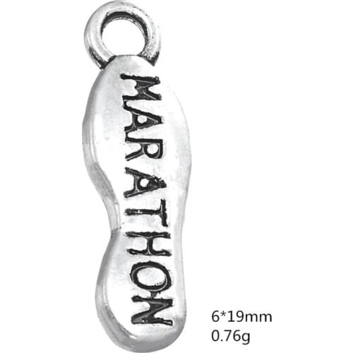Shoe Charm Engraved Marathon Sporty Charm Jewelry
