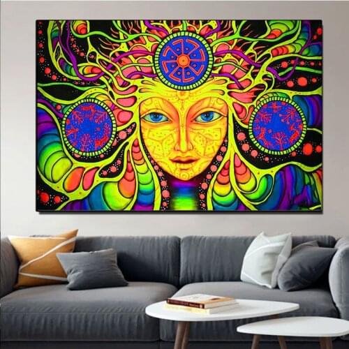 Poster Boho Graffiti Lady Print Canvas Oil Painting Abstract Flower Pattern Lady Prints Wall Art Decoration Picture Living Room