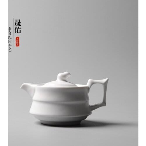 Simple household white ceramic kungfu tea pot matte glaze small teapot heat resistant single pot filtration