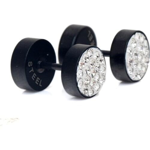 2 Pieces Black Surgical Stainless Steel Earring Stud Punk Love Crystal Ear Tragus Piercing For Men Women