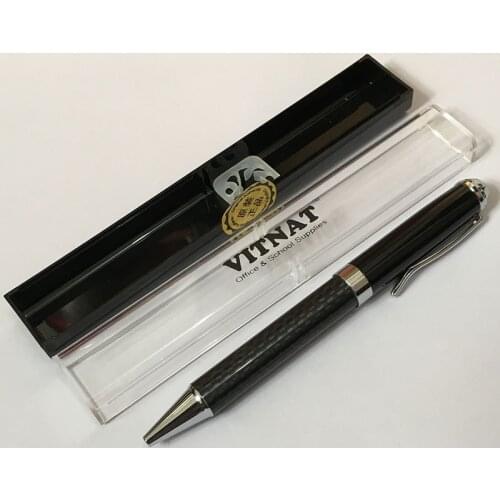 Carbon Fiber Veins Stainless Steel Rod Rotating Metal Ballpoint Pen Office Commercial Roller Ball Point Pen Gift Stationery