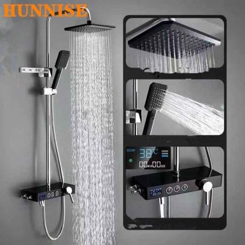 Intelligent Digital Shower Set Hot and Cold Shower Faucet Three Fuction Shower System Water-power No Need Electrity Shower Set