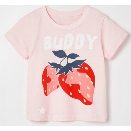 Strawberry Kids Children t shirt 100% Combed Cotton Summer Casual t-shirt Tee Tops Infant Baby Girl Clothes Bebe Girls Underwear