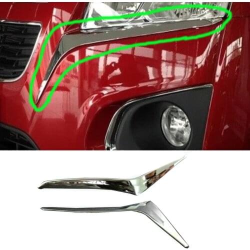 High quality car body front head Light lamp hood frame stick ABS Chrome cover trim panel 2pcs for Chevrolet Trax 2014 2015 2016