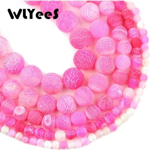 WLYeeS Pink Weathered Natural carnelian beads Stone 6 -12mm Round Loose Bead for Jewelry Bracelet Making DIY fashion Accessories