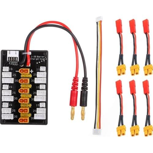 1-3S XT30 Plug Li-Po Battery Parallel Charging Board 6pcs XT30 Male To JST Female Cables for IMAX B6 Charger RC Battery Parts