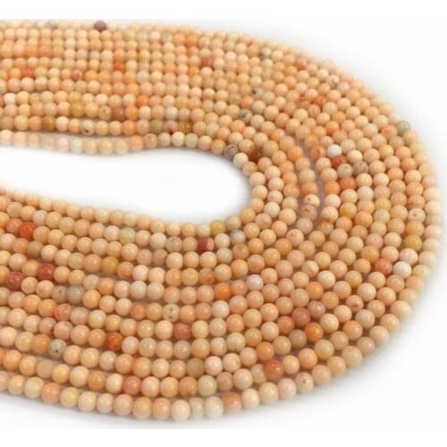 38cm Natural Stone Coral Beaded Round Shape Loose Spacer Beads for Jewelry Making DIY Bracelet Necklace Accessories