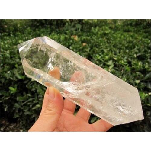 593g Long Clear Natural Mined Quartz Crystal DT point Polished