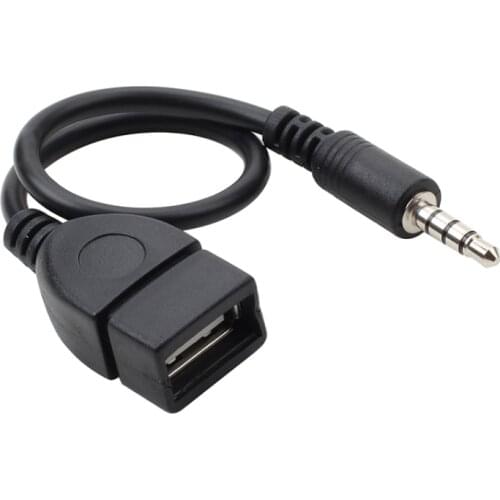 Car MP3 Player Converter 3.5 mm Male AUX Audio Jack Plug To USB 2.0 Female Converter Cable Cord Adapte