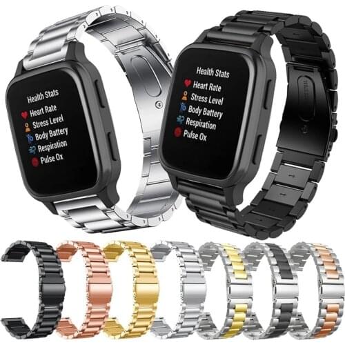 Stainless Steel Watch Band Bracelet Wrist Strap Replacement Belt for for Garmin Venu Sq Strap for Vivoactive 3/3M Vivomove HR