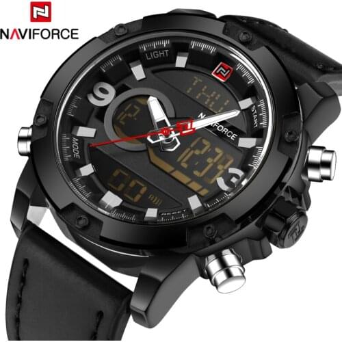 Luxury Brand Naviforce Analog Led Watches Men Leather Quartz Clock Mens Military Sport Waterproof Wrist watch Relogio Masculino
