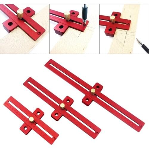 Aluminum Alloy Metric Line Scribe Ruler Positioning Measuring Ruler Woodworking Scriber Marking T-Ruler Crossed Ruler