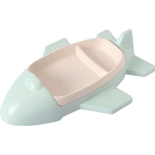 Cartoon Aircraft Style Baby Dishes Bamboo Fiber Creative Childrens Plate Sub-grid Cutlery Set Kids Gift Feeding Dinner Plates