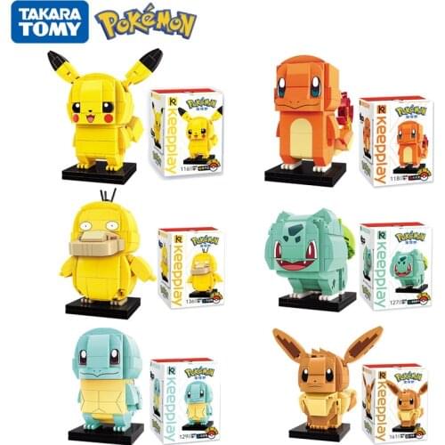 Pokemon Childrens Building Blocks Toys Pocket Monster Pikachu Figure Square Head Model Dolls Kids DIY Educational Toys Gift