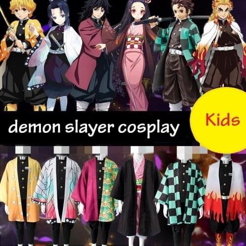 Girls Kids child Anime Demon Slayer Kimetsu no Yaiba Tanjirou Kamado Nezuko Zenitsu Shinobu Cosplay Kimono Cosplay Costume Wig