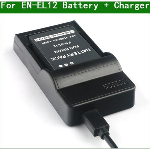 EN-EL12 ENEL12 EN EL12 Digital Camera Battery + Charger for Nikon COOLPIX P300 P310 P330 P340 S1000pj S1100pj S1200pj S31 S6000