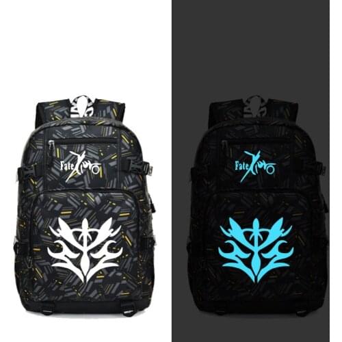Fate Zero Saber Anime Backpack Fashion Laptop Travel Backpack with USB port students Book School Luminous Bag Glow in the Dark