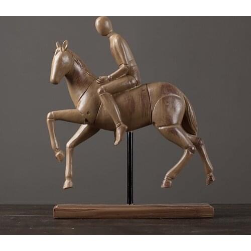 Retro Horse Racing Figurine Abstract Resin Horseman Statue Knight Sculpture Office Decor Front Room Art and Craft Study Ornament