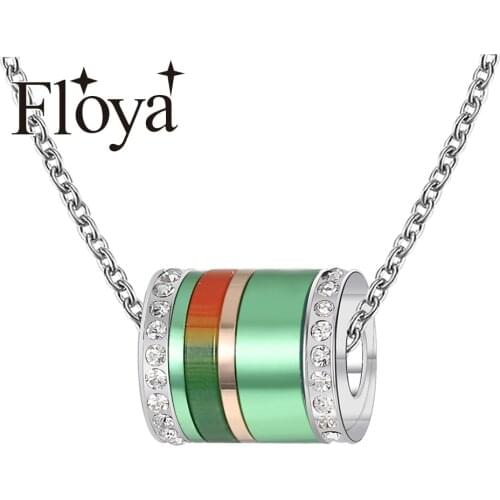 Floya Green Color Pendants Necklaces Adjustable Zircon Base for Women Interchangeable Charm Combination Necklace Femme Bijoux