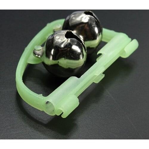 Fluorescent Fishing Rod Bite Alarm Pole Tip Clip Twin Bell Alert Ring Glow In The Dark Fishing Tackle Box Accessory Outdoor Tool