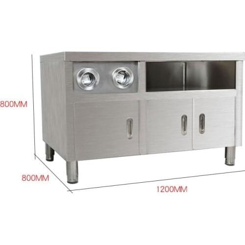 1.2m Commercial Center Island Stainless Steel Workstation Cake Room Burger Shop Operation Table Storage With Cup Divider