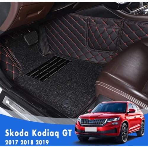 LHD Luxury Double layer Wire loop Carpets Car Floor Mats For Skoda Kodiaq GT 2019 2018 2017 Foot Pedals Decoration Waterproof
