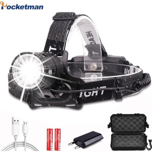 Powerful 30000Lumens LED Headlight V6 LED Headlamp USB Headlight Head Torch Waterproof Headlamp linterna for Outdoor Using