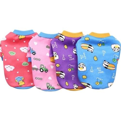 Cartoon O-neck Dog Shirt Winter Pet Cat Clothes Winter Short Sleeve Sweatshirt Coat Jacket For Small Dogs Bichon Yorkie Apparel